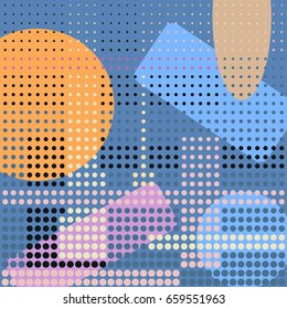 Abstract colorful background with dots and geometric shapes. Modern stylish texture for design banners, posters, business projects.