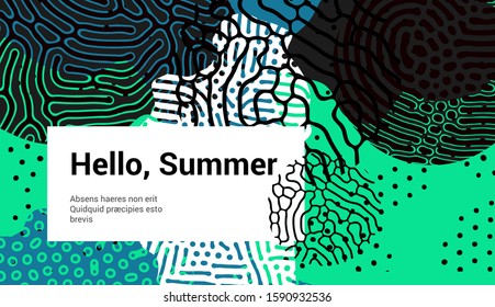 Abstract colorful background with dotted texures and geometrical pattern. Poster template for Summer party.