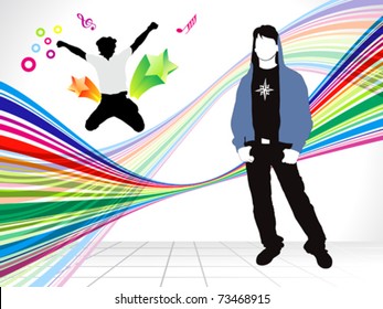 abstract colorful background with energetic boy vector illustration