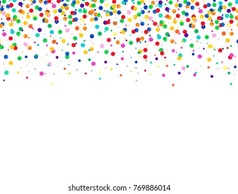 Abstract colorful background with falling confetti. Vector celebration illustration.