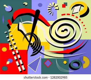 abstract colorful background ,fancy  curved shapes and lines blue red purple