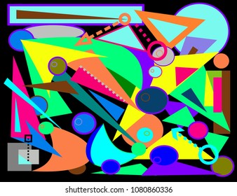 abstract colorful background , fancy  geometric and curved shapes