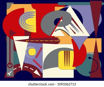 abstract colorful background. fancy geometric and curved shapes on brown