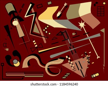 abstract colorful background , fancy  geometric and curved shapes ,beige, gray , on brown