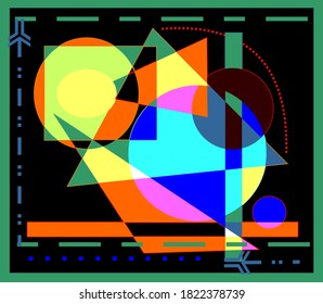abstract colorful background , fancy    shapes ,  circles and triangles