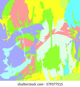 Abstract colorful background. Fantasy paint spots print. Vector illustration. Paint smears.