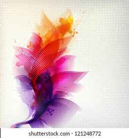 abstract colorful  background with  flower and blots.