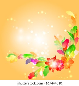Abstract colorful background with flowers 