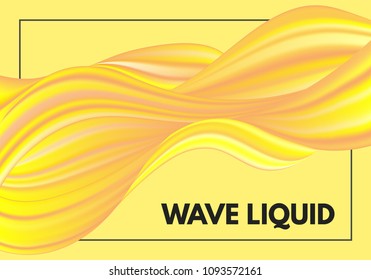 Abstract Colorful Background with Fluid Shapes. Vector Waves made Using Gradient Mesh. Movement. Modern Template with Wavy Liquid and 3D Effect. Gold Flow Abstraction for Your Creative Design.