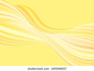 Abstract Colorful Background with Fluid Shapes. Vector Waves made Using Gradient Mesh. Movement. Modern Template with Wavy Liquid and 3D Effect. Gold Flow Abstraction for Your Creative Design.