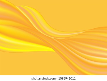 Abstract Colorful Background with Fluid Shapes. Vector Waves made Using Gradient Mesh. Movement. Modern Template with Wavy Liquid and 3D Effect. Gold Flow Abstraction for Your Creative Design.