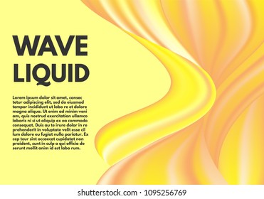 Abstract Colorful Background with Fluid Shapes. Vector Waves made Using Gradient Mesh. Movement. Modern Template with Wavy Liquid and 3D Effect. Gold Flow Abstraction for Your Creative Design.