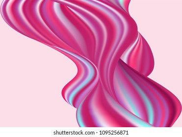 Abstract Colorful Background with Fluid Shapes. Vector Waves made Using Gradient Mesh. Movement. Modern Template with Wavy Liquid and 3D Effect. Pink Flow Abstraction for Your Creative Design.
