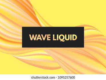Abstract Colorful Background with Fluid Shapes. Vector Waves made Using Gradient Mesh. Movement. Modern Template with Wavy Liquid and 3D Effect. Gold Flow Abstraction for Your Creative Design.