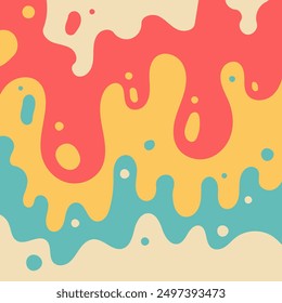 Abstract colorful background with fluid shapes and smooth curves in shades of teal, yellow, and coral. Perfect for creative design projects, wallpapers, and modern art