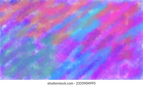 Abstract colorful background in the form of haze, multi-colored smoke. Vector. Saturated Colors. HD format Proportions. Horizontal Layout. Blue-violet-red-orange spots and strokes of paint.