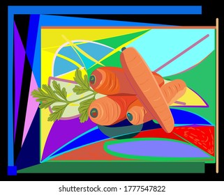 abstract colorful background, four carrots