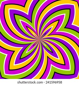 Abstract colorful background with four-pointed star (optical expansion illusion)