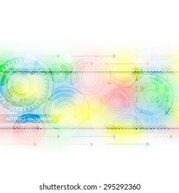 Abstract colorful background with gear wheels and arrows/vector illustration with space for your text or creative editing