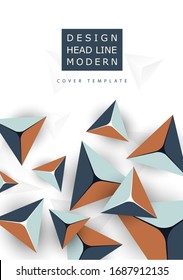Abstract colorful background with geometric elements. Flying pyramids, triangles. Minimal cover design. Template for your corporate design. Vector illustration