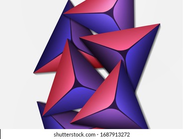 Abstract colorful background with geometric elements. Flying pyramids, triangles. Minimal cover design. Template for your corporate design. Vector illustration