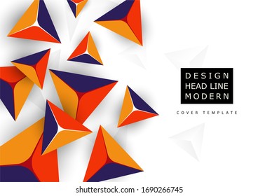 Abstract colorful background with geometric elements. Flying pyramids, triangles. Minimal cover design. Template for your corporate design. Vector illustration