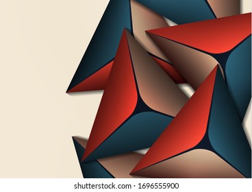 Abstract colorful background with geometric elements. Flying pyramids, triangles. Minimal cover design. Template for your corporate design. Vector illustration
