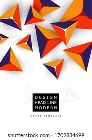 Abstract colorful background with geometric elements. Flying pyramids, triangles. Minimal cover design. Template for your corporate design. Vector illustration