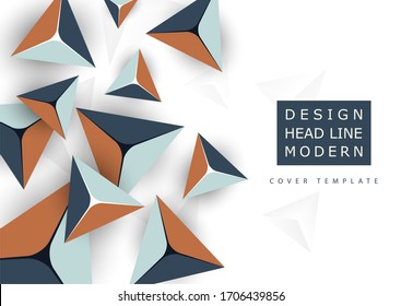 Abstrakter bunter Hintergrund mit geometrischen Elementen. Fliegende Pyramiden, Dreiecke. Minimale Deckengestaltung. Vorlage für Ihr Corporate Design. Vektorillustration
