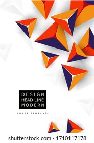 Fondo colorido abstracto con elementos geométricos. Pirámides voladoras, triángulos. Diseño de cubierta mínima. Plantilla para el diseño corporativo. Ilustración del vector