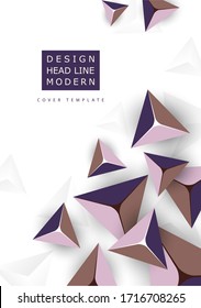 Abstract colorful background with geometric elements. Flying pyramids, triangles. Minimal cover design. Template for your corporate design. Vector illustration