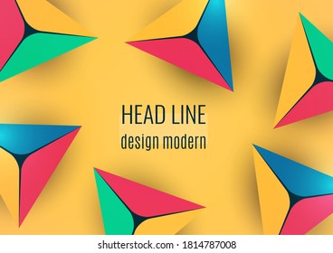 Abstract colorful background with geometric elements. Pyramids, triangles, frame for text. Minimal cover design. Template for your corporate design. Vector illustration