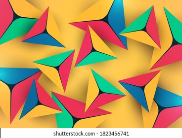 Abstract colorful background with geometric elements. Pyramids, triangles. Minimal cover design. Template for your corporate design. Vector illustration