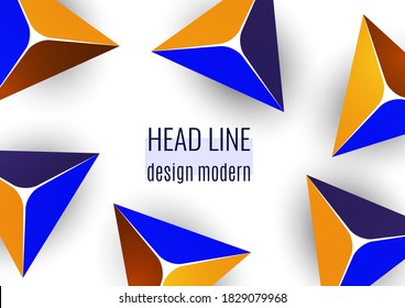 Abstract colorful background with geometric elements. Pyramids, triangles, frame for text. Minimal cover design. Template for your corporate design. Vector illustration