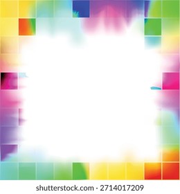 Abstrakter bunter Hintergrund mit geometrischem quadratischem Muster, Regenbogenspektrum, Vektorgrafik