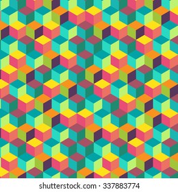 Abstract colorful background geometric style with flying 3d squeres