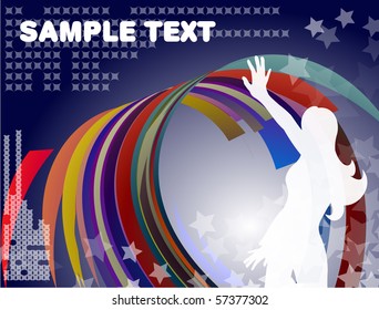 Abstract colorful background with girl. EPS10