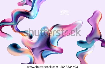 Abstract colorful background of glass iridescent shapes. Elegant fluid wallpaper.	