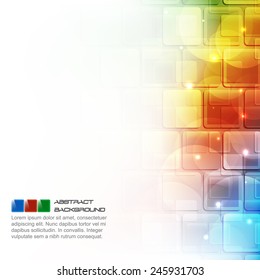 Abstract colorful background with glitter, bubbles and square pattern/vector illustration