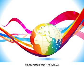 abstract colorful background with globe vector illustration