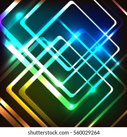 Abstract colorful background with glowing rounded rectangles, stock vector