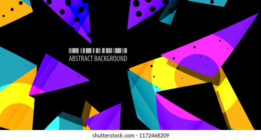 Abstract colorful background graphics template with blended multiple triangles
