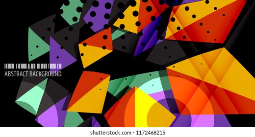 Abstract colorful background graphics template with blended multiple triangles