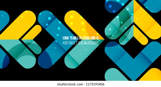 Abstract colorful background graphics template with blended multiple arrowheads and bars