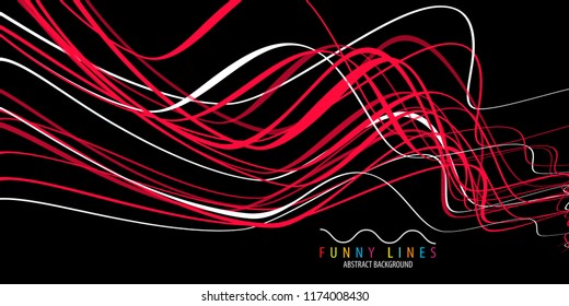 Abstract colorful background graphics template with blended multiple funny lines and curves