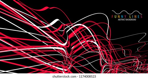 Abstract colorful background graphics template with blended multiple funny lines and curves