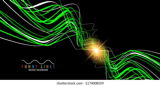 Abstract colorful background graphics template with blended multiple funny lines and curves