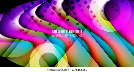 Abstract colorful background graphics template with blended multiple 3D like objects