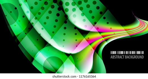 Abstract colorful background graphics template with blended multiple 3D like objects