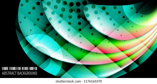 Abstract colorful background graphics template with blended multiple 3D like objects